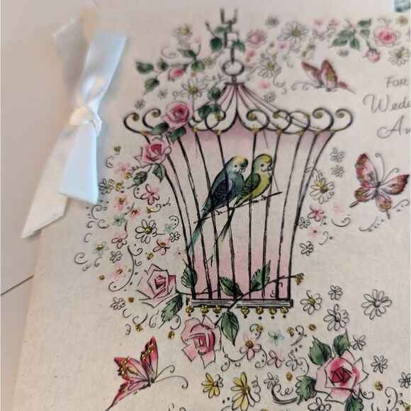 Vintage Love birds wedding anniversary card - Picture 2 of 4